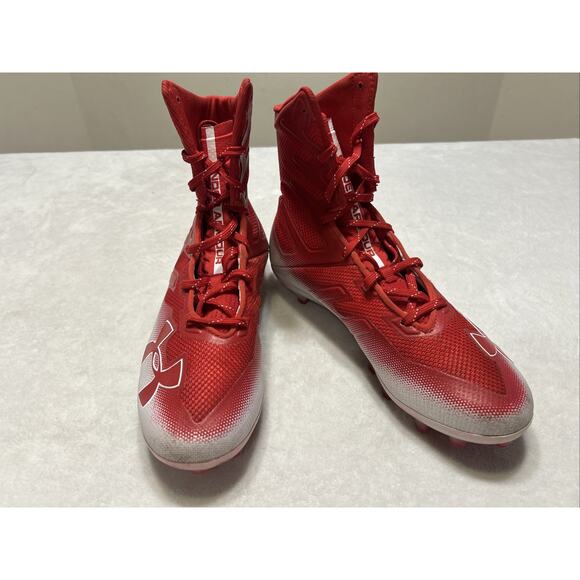 Under Armour Football Cleats Mens Size 11 Red White Highlight MC Lacrosse Lace - Picture 4 of 9